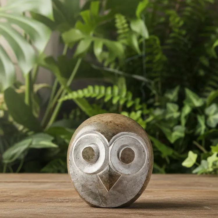 Shona Serpentine Stone Owl Sculpture