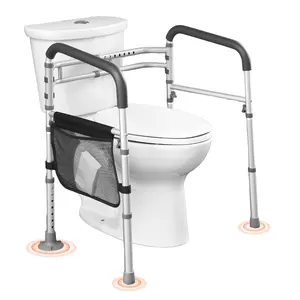【FathersDayGift】VEVOR Toilet Safety Rail, 300 LBS Foldable Toilet Seat with Non-Slip Handles, Portable Versatile Toilet Handrails with Reinforced Aluminum Alloy Tube, Fit for Seniors, Pregnant Women & the Injured