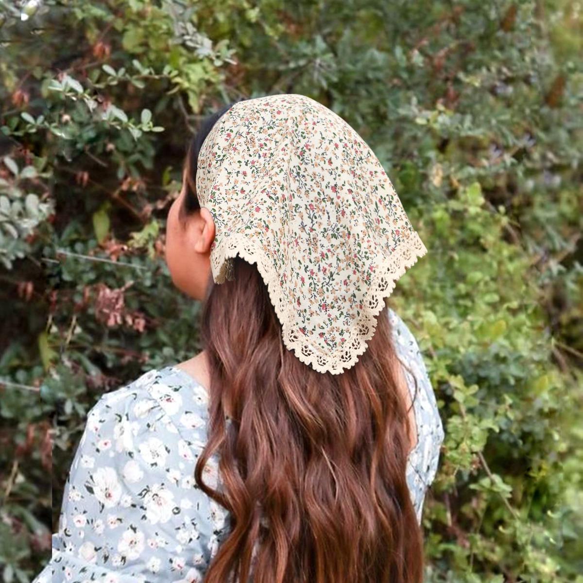 AWAYTR 3Pcs/Set Floral Hair Bandanas Chiffon Head Kerchief for Women Girls Boho Hair Scarf Lace Edge Headband Bandana AWAYTR 3Pcs/Set Floral Hair Bandanas Chiffon Head Kerchief for Women Girls Boho Hair Scarf Lace Edge Headband Bandana