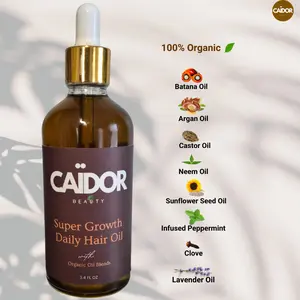 Super Growth Daily Hair Oil - with Batana oil, Argan oil, Castor, Infused Peppermint, Sunflower Seed Oil, Neem Oil, Lavender, Clove for Stronger Healthier Hair