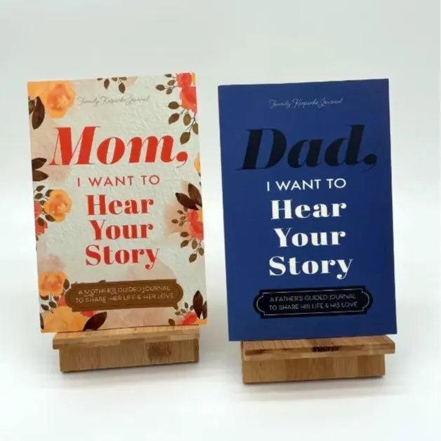Mom & Dad I Want To Hear Your Story Journal Book Set | Family Legacy Memory Notebook, Perfect Sentimental Gift for Mother's Day Father's Day Birthday