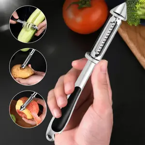 Vegetable Peeler,Stainless Steel 2 in 1 Julienne Vegetable Peeler,Ultra Sharp Potato Peelers for Kitchen, Premium Veggie Fruit Peeler, Carrot Peeler, Rotary Serrated Blade, Thickened Non-Slip Ergonomic Handle