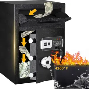 2.8 CUB Depository Drop Safe Fireproof, Front Drop Slot Lock Box with Digital Combination and Anti-Fishing, Silent Deposit Safe Box, Security Money Safe for Cash Slips Expense Business Office Home