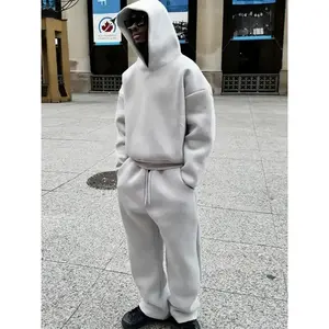 [Men's Solid Hoodie Tracksuit] 2pcs Men's Tracksuit Set - Long Sleeve Solid Color Hoodie + Pants Set Sweatsuit Streetwear