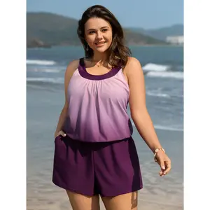 【Summer Turn-Up】【Tummy control】BlOOMCHIC Plus Size Color Gradient Adjustable Pockets One-Piece Swimsuit [M-6X] 2026 Summer Pick for Mother's Day