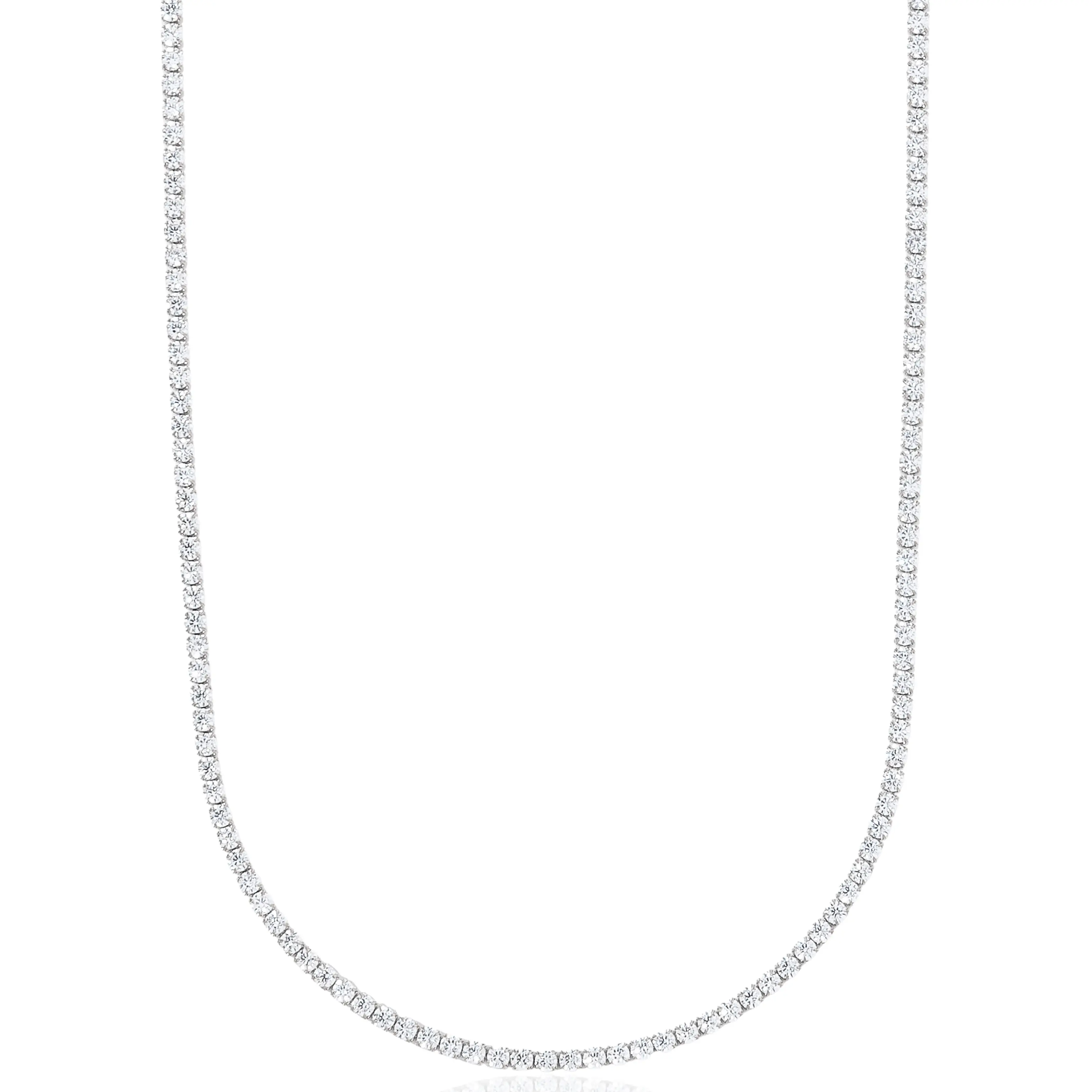 GLD Micro Tennis Necklace | 14k White Gold - Gold Plated, CZ Diamond Stones, Chain Lengths 16-28" | Perfect Gift