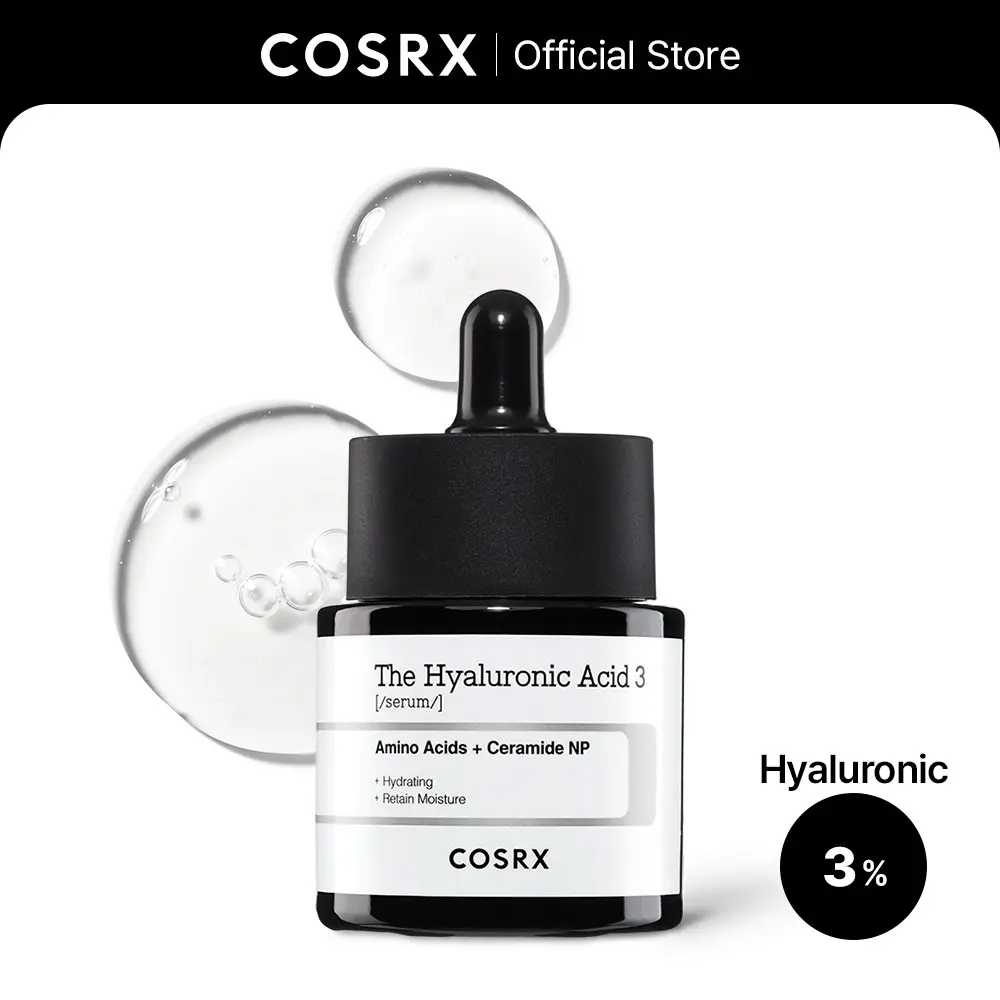 COSRX The Hyaluronic Acid 3 Serum with Ceramide, Hydrating Facial Moisturizer for Dry Skin, Strengthens Skin Barrier, 20ml, Hydrating Serum, Soft Skin