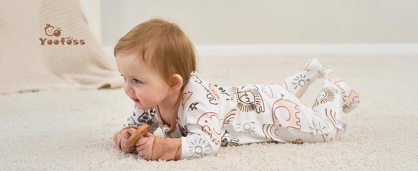 Yoofoss Baby Pajamas 100% Organic Cotton Baby Sleepers for Newborn 0-3 3-6 6-9 Months Boys Girl Clothes 3pcs Footed PJs