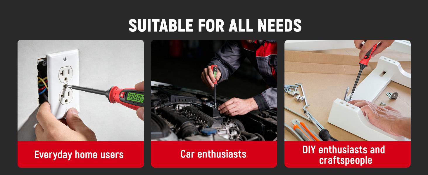 KAIWEETS Voltage Tester with Screwdriver, NCV Function, AC 3V-500V With LCD Alert Display, Live Wire Test, Wire Breakpoint Finder, Audible Alarm, Portable Electrical CircuitDetector Tool for Home & Pro Use, For DIY enthusiasts