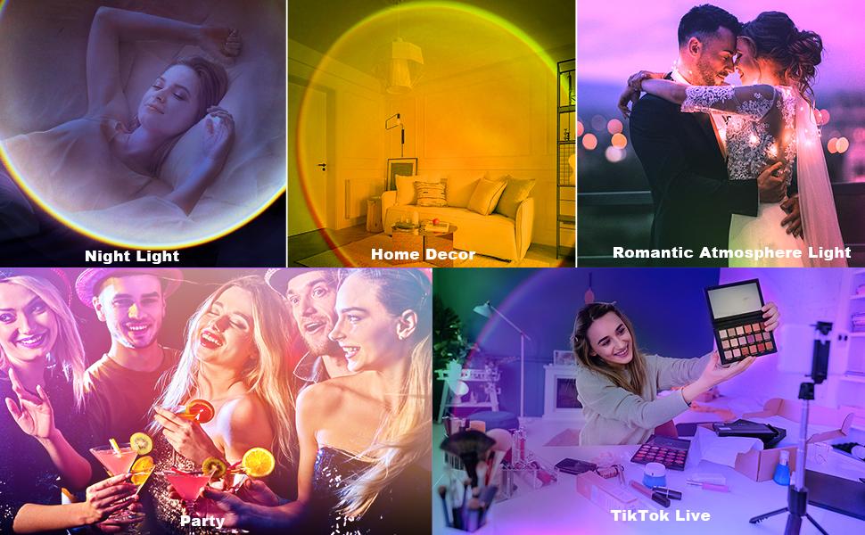 ISUNMEA Sunset Lamp Projector Multicolor Changing LED Projection Lamp,Switch Button and APP Control 360 Degree Rotation Sunlight Lamp for Bedroom, Photography, Party, Tiktok Live, Room Decor