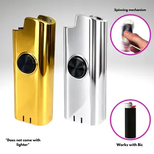 FLKR LYTR Fidget Spinner Lighter Case "Gold MMBR and SLVR Surfer" for Bic Spinner Lighter Case | FLKR LYTR