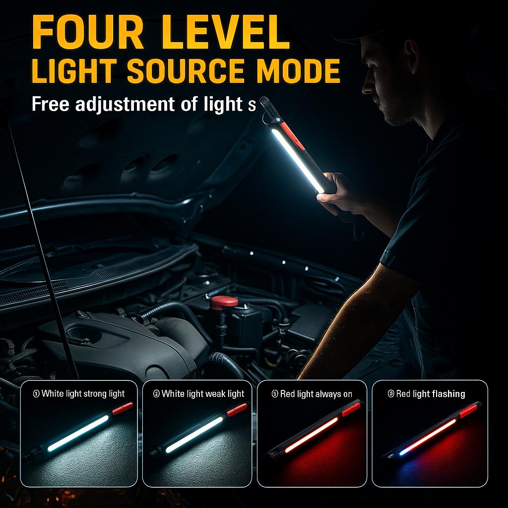 2026 New Magnetic Work Light, Under Hood Work Home Light Accessory Bar Rechargeable LED Work Light Bar, Under Hood Mechanic Light for Mechanic/Car Repairing/Garage