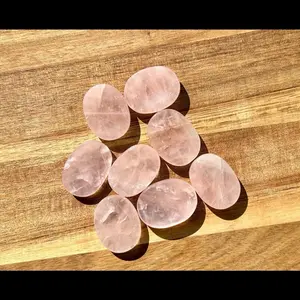 Rose Quartz Worry Stone | 1.5" Crystal | Shape Oval (Smooth Polished Thumb Stone | Pocket Stone | Worry Stone | Pink Crystal Stone