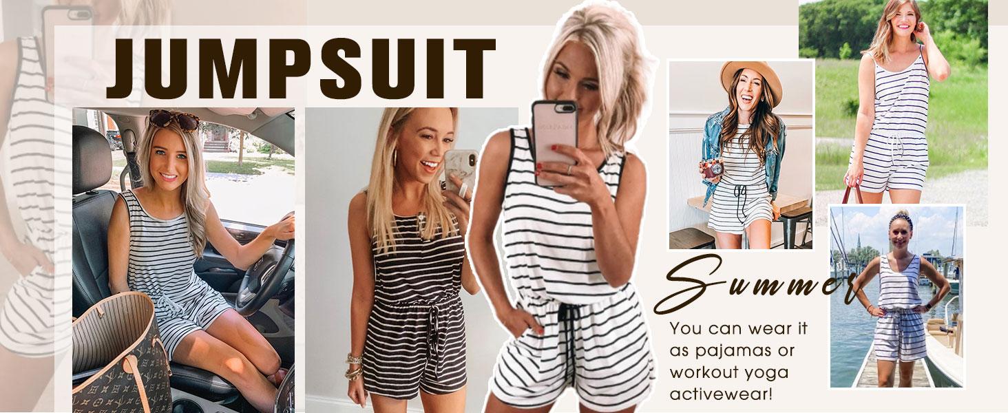 Rompers for Women Summer Sleeveless Scoop Neck Tank Top Casual Short Jumpsuit Rompers with Pockets Rompers for Women Summer Sleeveless Scoop Neck Tank Top Casual Short Jumpsuit Rompers with Pockets