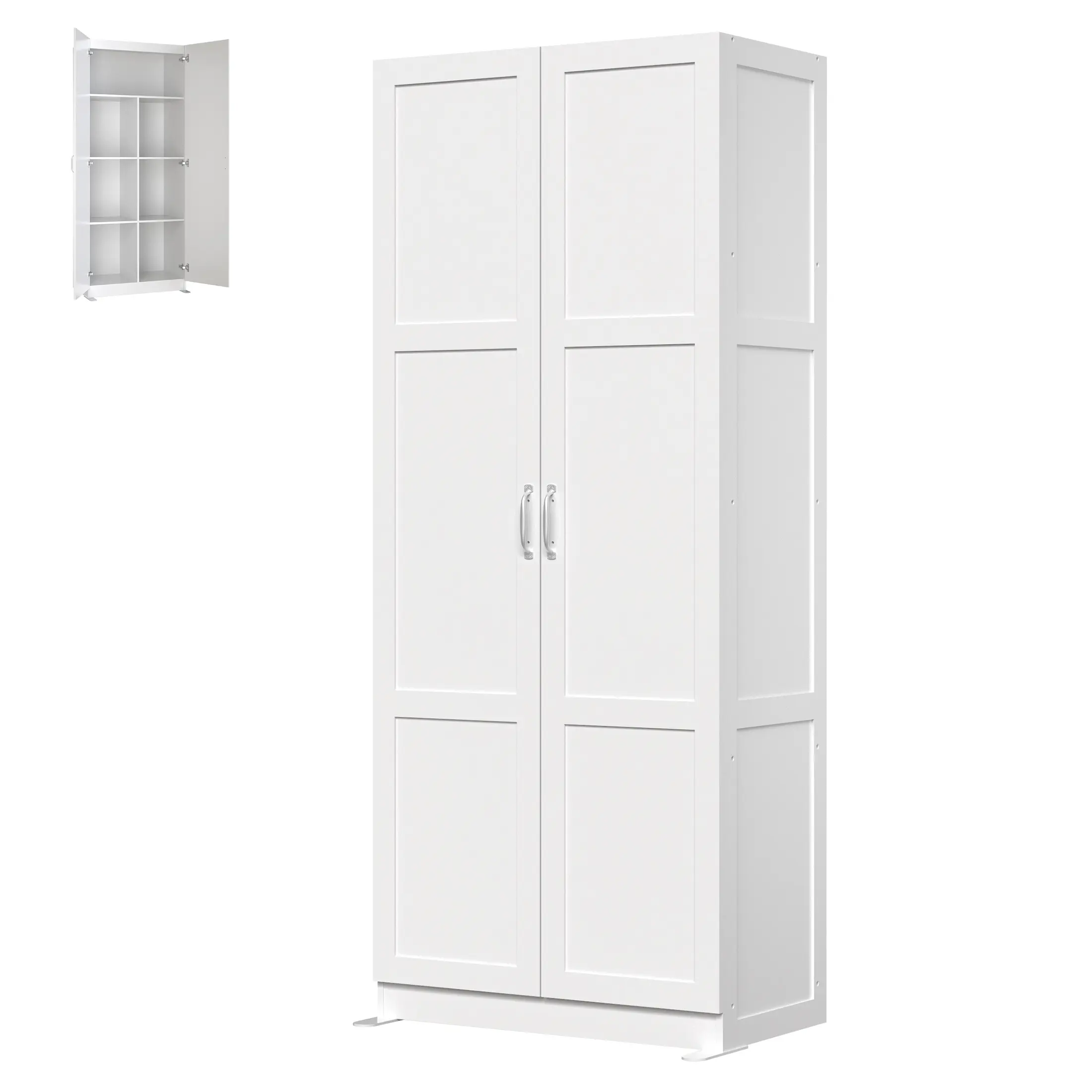 Large-Capacity Wood Closet Storage Cabinet - 4-Section Organizer with Large Compartment, Metal Handles, Quick Setup for Clothing, CDs, Blankets, Books in Office, Study Room dresser bedroom