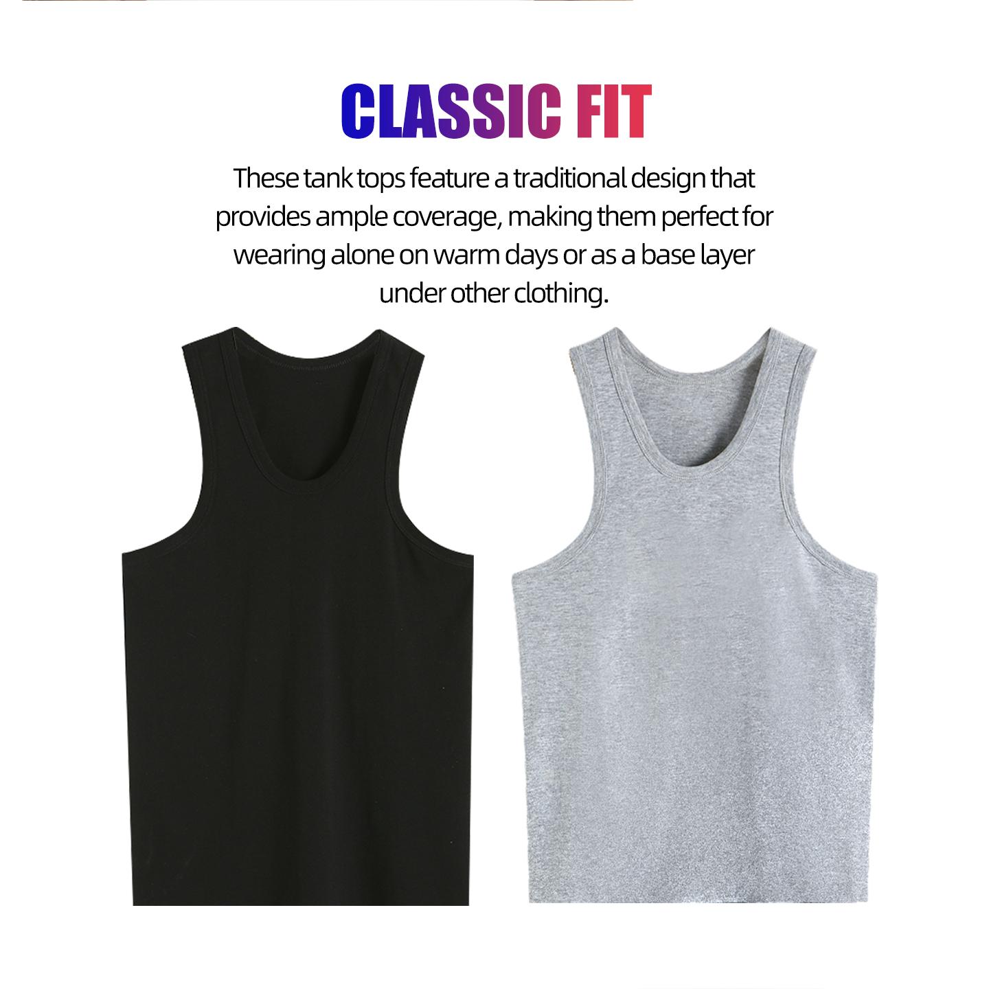 6 Pack Men's A-Shirts 100% Cotton Ribbed Underwear Tank Top Solid Casual Menswear S-3XL Regular Big & Tall Workout Breathable Sleeveless Plain Classic