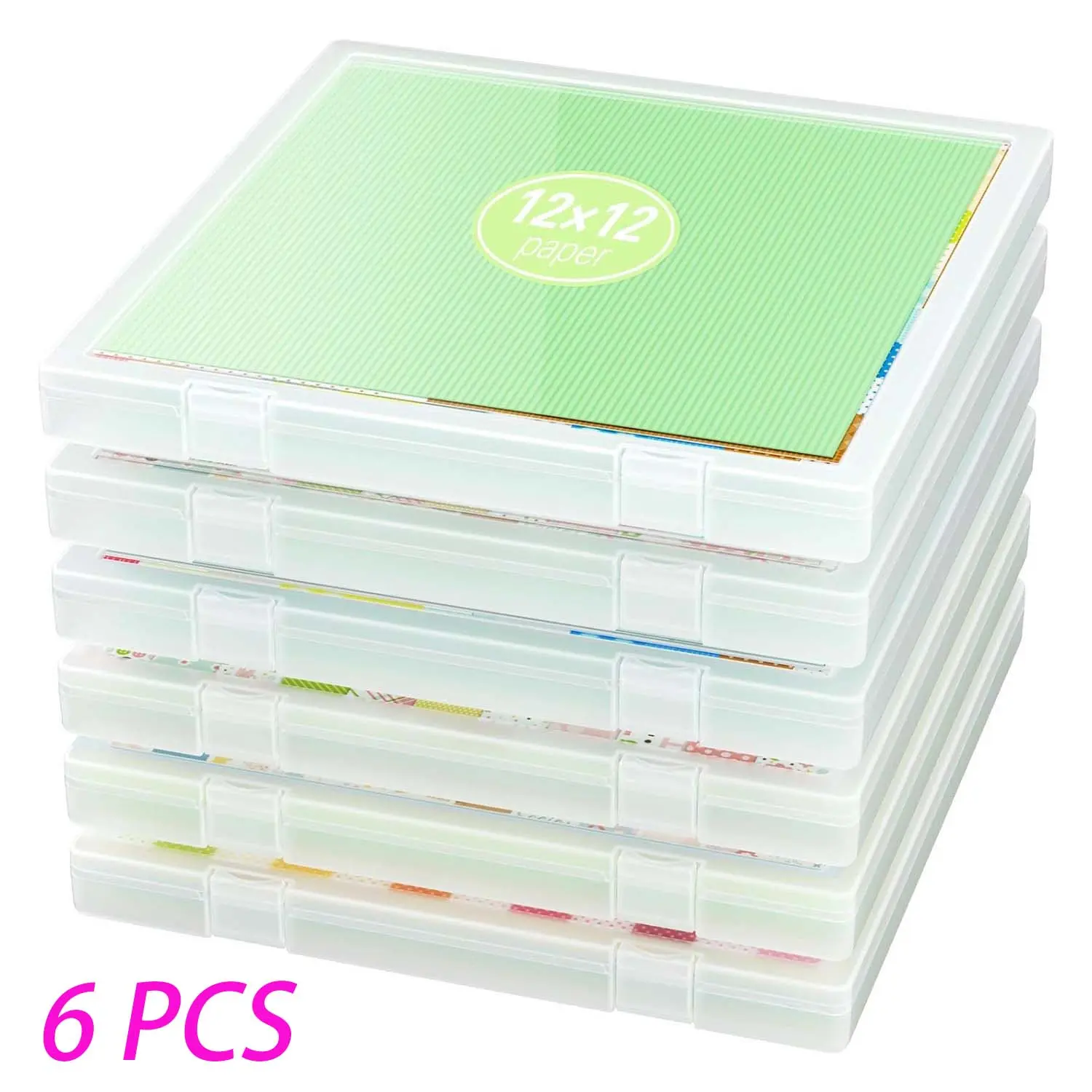 12x12 Scrapbook Storage Box – Snap‑Tight Latches, Frosted Scratch‑Proof Cover, Durable PP Material, Perfect for Photos & Crafts 4-6 Pack Hard Plastic Organizer for Board Game Craft Art Supplies Home Office Accessories