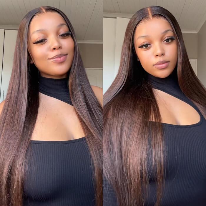 #4 Chocolate Brown 13x4 HD Lace Front Wigs Straight Human Hair Wigs For Women Pre Plucked #tiktokshopblackfriday