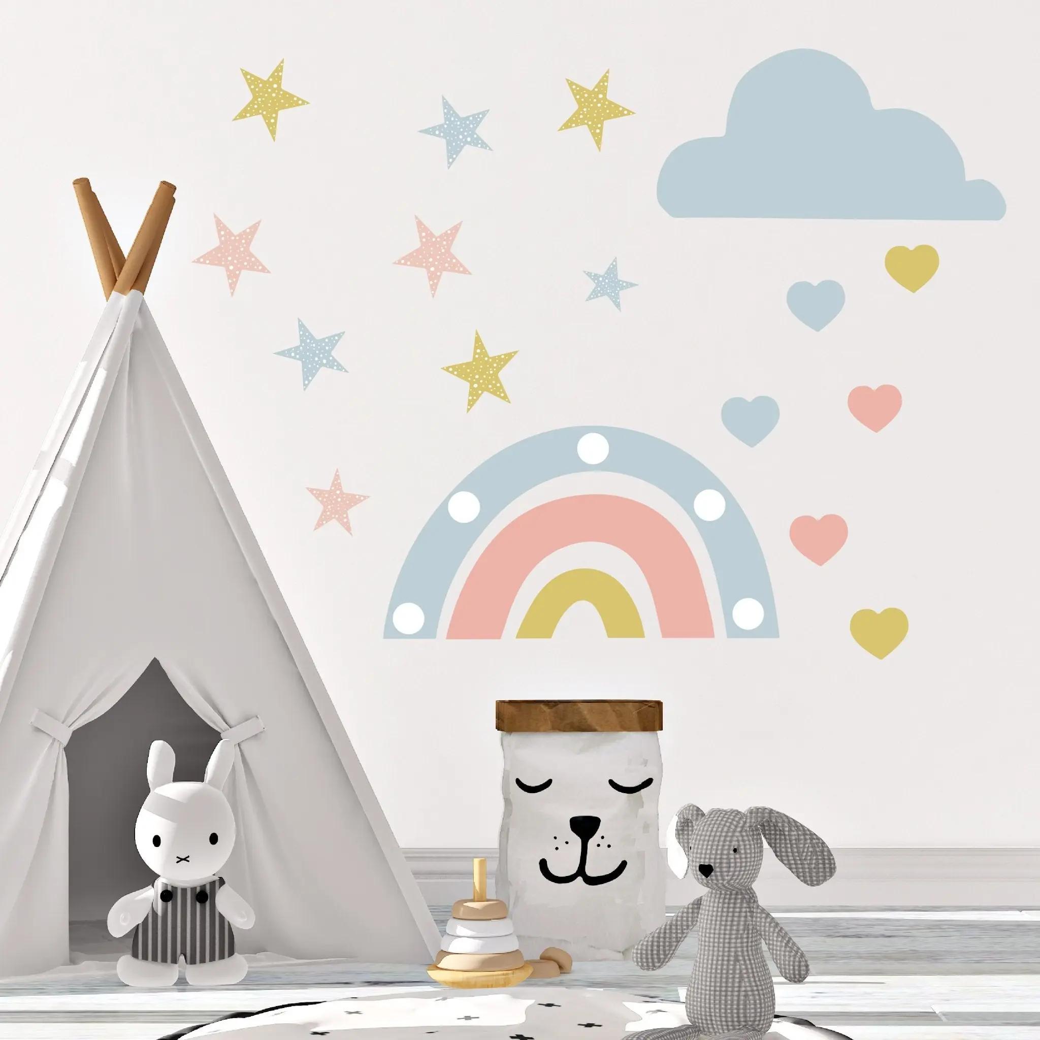Boho Rainbow Removable Wall Decals Unisex Baby Nursery