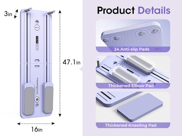 FEIERDUN Pilates Board,Multi-functional Ab Exercise Board,Abs Workout Equipment & Core Strength Training,Foldable Home Pilates Reformer,300LBS Weight Capacity with Timer,Knee Pad and Resistance Band