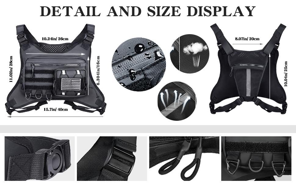 Tactical Chest Bag for Men Women with Holster- Water Resistant Outdoor Sports Chest Bag EDC Chest Running Bag for Outdoor Sports-Hiking & Workouts Training Vests