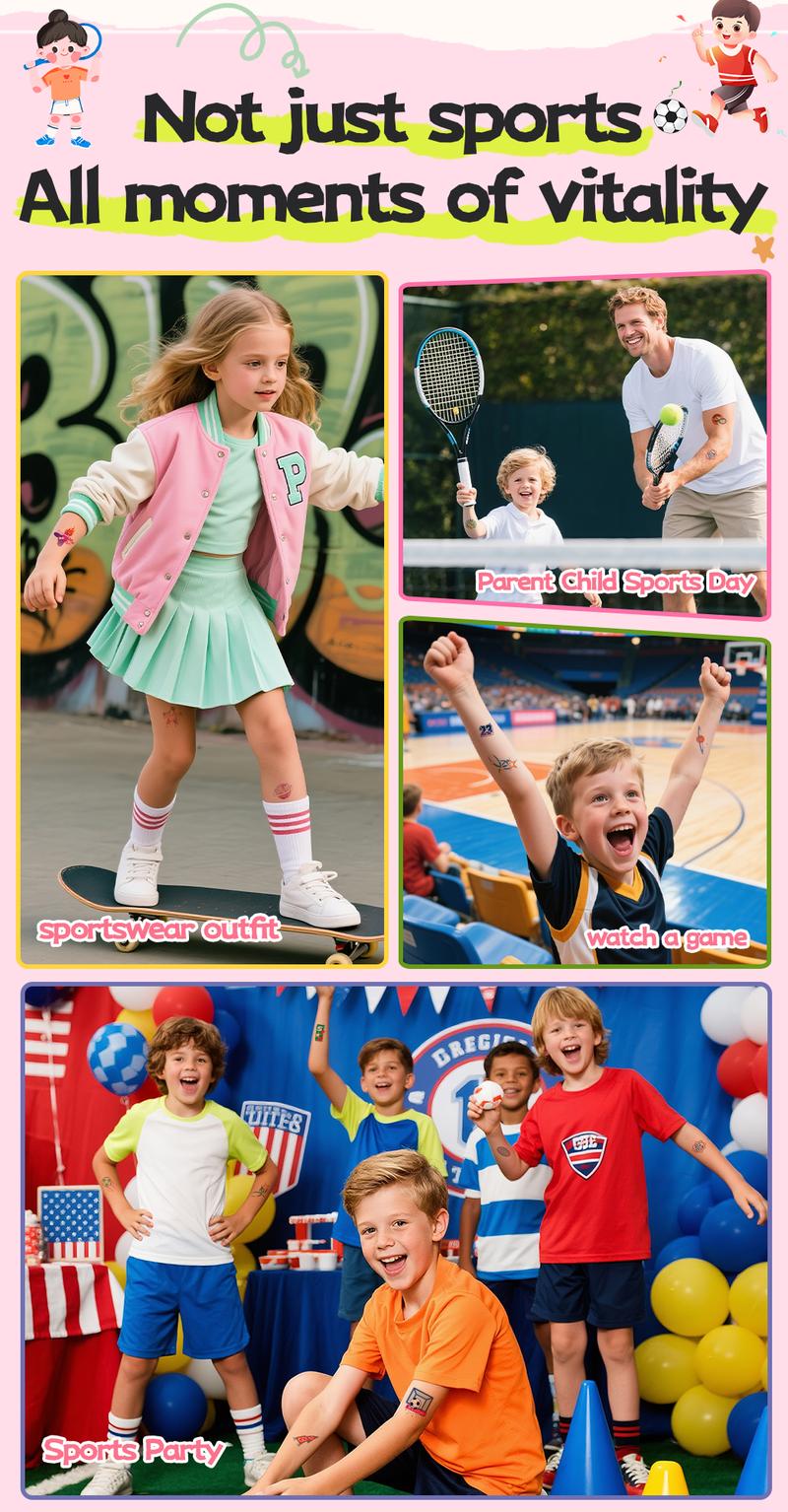 10 Sheets Children’s Sports Temporary Tattoos – Soccer Cartoon Theme, Personalized Cool Arm Stickers, Waterproof & Long-Lasting