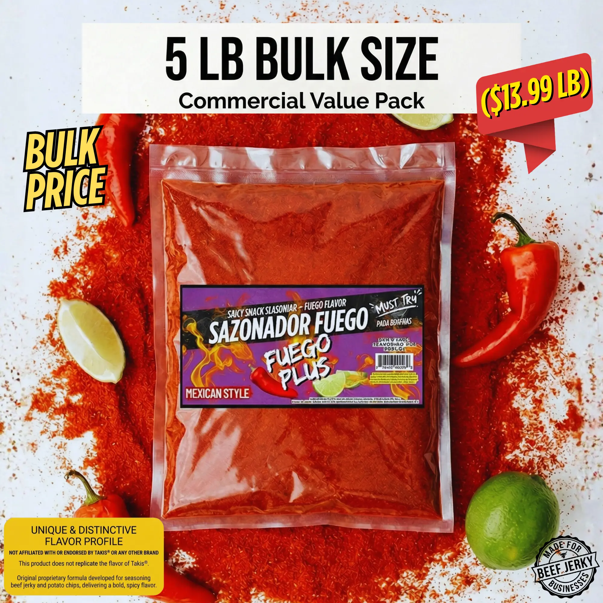 Fuego Seasoning – Extra Spicy Snack Flavor (5 LB)