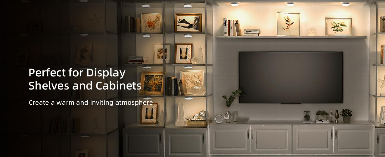 EZVALO Under Cabinet Lighting 1000mAh Rechargeable Puck Lights with Remote 3 Color Temps & 12 RGB Motion Sensor Closet Lights Indoor Dimmable Magnetic Under Counter Lights for Kitchen Shelf Home Decor Energy Saving - Living Room Usb Power Lamp