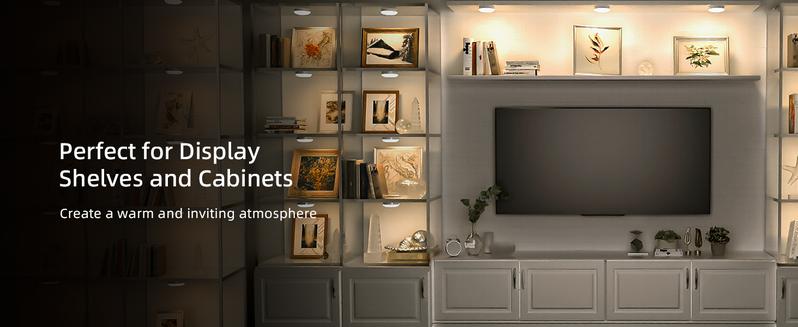 EZVALO Under Cabinet Lighting 1000mAh Rechargeable Puck Lights with Remote 3 Color Temps & 12 RGB Motion Sensor Closet Lights Indoor Dimmable Magnetic Under Counter Lights for Kitchen Shelf Home Decor Energy Saving - Living Room Usb Power Lamp