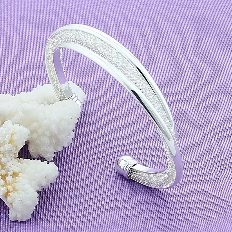【Freeship】Bracelet Double With Chain For Her S925 Fine Silver Plated No Tarnish high Tech Elegant Minimalist Bangle