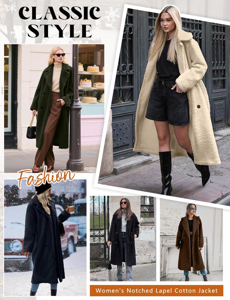 UMIPUBO Winter Women's Fleece Winter Coat Fuzzy Lapel Open Front Long Cardigan Jackets Fluffy Faux Fur Warm Fashions Outwear