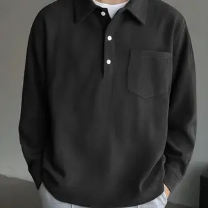 Men's Corduroy Pullover Shirt, Spring and Autumn Daily Casual Versatile Shirt (Material: Polyester)