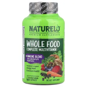 NATURELO Whole Food Complete Multivitamin + Immune Blend, 60 Vegetarian Capsules