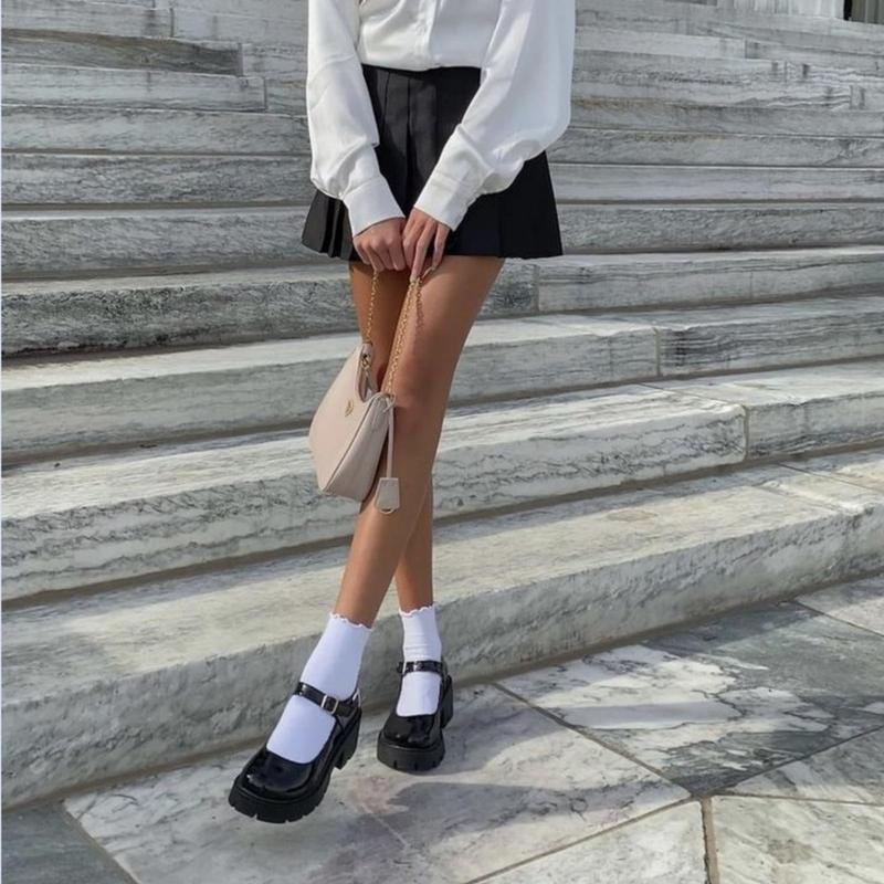 Mary Janes Shoes PlatformDress Low Heel Chunky Pumps Round Toe AnkleStrap Pumps Shoes '90s retro Oxfords