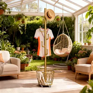 Single Pole Clothes Rack with Wheels & Storage Basket for Apartment Living