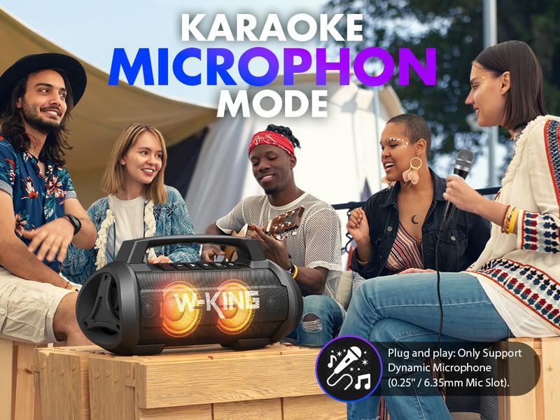W-KING 120W Portable Bluetooth Speaker, IPX6 Waterproof Speakers Wireless Bluetooth 5.4, Loudest Speaker Bluetooth for Party, Outdoor, Pool, Beach, Large Boombox Speakers with Subwoofer/Deep Bass/DSP/Stereo Pairing/EQ/42H/Power Bank/AUX/TF