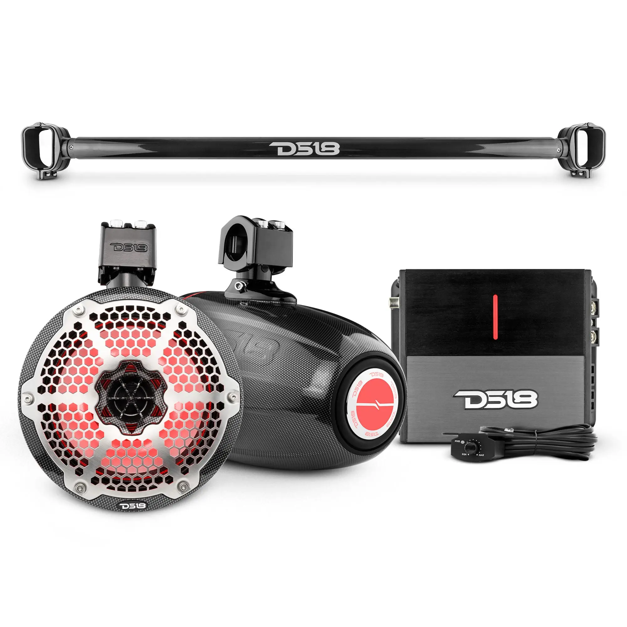 Bronco 6th Gen Mounting Tube Bundle with 8" Marine Tower Speakers with RGB LED Lights and Amplifier