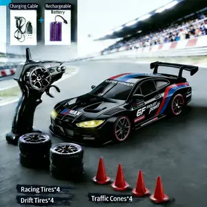 4WD RC Drift Car 2.4GHz Full Proportional High Speed LED Light Kids Toy for Backyard Racing Indoor Drifting Birthday Gift Christmas Present Competitive Play rc car