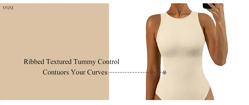 Product Introduction of OQQ Women's 3 Piece Bodysuits Sexy Ribbed Sleeveless Crew Neck  Stretchy Bodysuits Womenswear Trendy 10