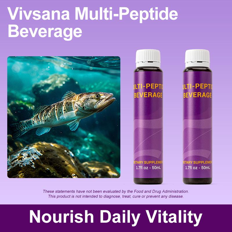Vivsana Multi-Peptide Beverage - 7 x 50mL Bottles - Sturgeon Peptide Balance Formula for Women's Wellness with FERMLOVE Peptide & 5 Berry Antioxidants