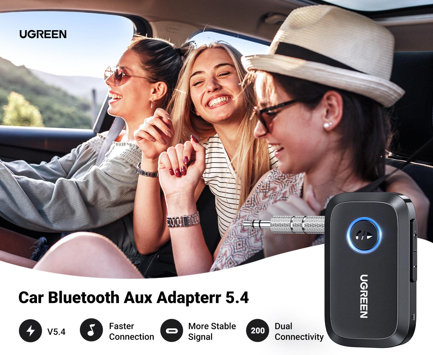 UGREEN 5.4 Aux Bluetooth Adapter for Car, Wireless FM Transmitter, 3.5mm aux Audio Receiver for Home Stereo/Wired Speaker, 15H Battery Life Car Accessories, Bluetoothtransmitter, Automotive,TikTokShopBlackFriday ,Tiktokshopstockup