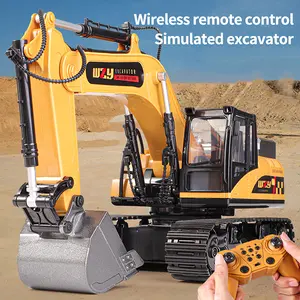 Rivzobo RC Excavator Toy with Metal Shovel! 2.4Ghz Remote Control Construction Truck, LED Lights, Dig & Play for Kids Boys Ages 3-12. Best Birthday Gift Idea!