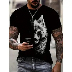 Wolf Creative 3D Print Stylish T-shirt - Soft Slight Stretch Polyester Crew Neck Short Sleeve Top for Men - Machine Washable, Comfortable, and Fashionable for Daily Wear All Season Made in USA streetwear target finds