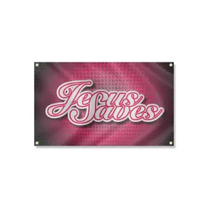Jesus Saves Script Flag - 3x5 Feet Christian Dorm Room Accessory for Indoor Use Only