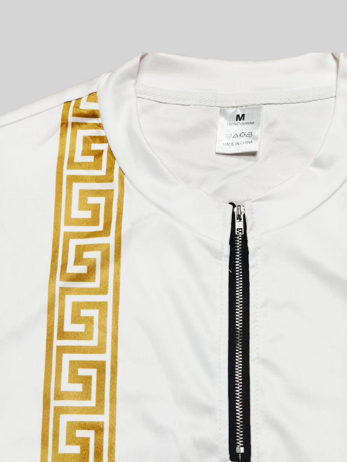 Street style men's striped sports two-piece set