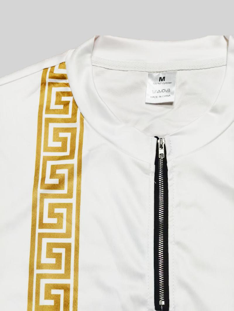 Street style men's striped sports two-piece set