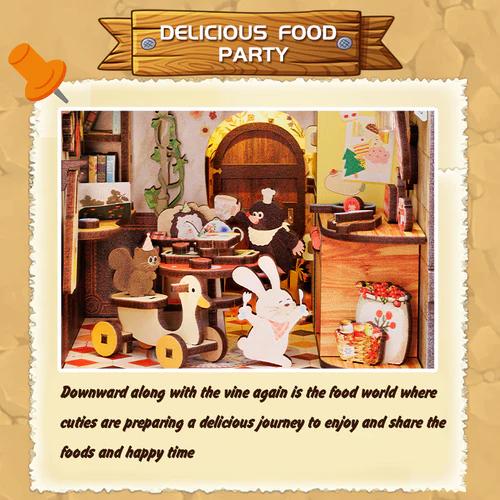 CUTEBEE DIY 3D Book Nook Kit Mole’s Apartment – Miniature Wooden Animal Apartment Dollhouse, Handmade Tiny House Bookshelf Insert with LED Light | Holiday, Christmas and Black Friday Gift