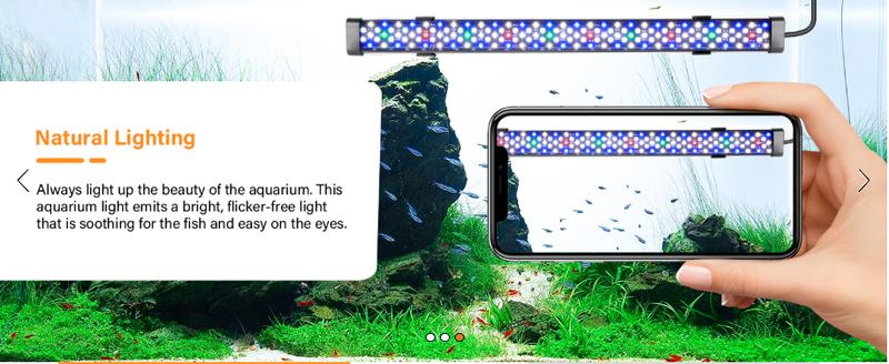 hygger Submersible LED Aquarium Light,  24/7 Mode Fish Tank Light with 5 Rows Beads, with Timer 9 Colors and Adjustable Brightness, Full Spectrum IP68 Waterproof Light for Fish Tank 8-54in