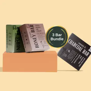 Nature’s Remedy Trio – 3 Handmade Natural Soap Bars – Oatmeal Honey, Turmeric Charcoal & Nurse Bar – Moisture, Brightening & Allergy Relief