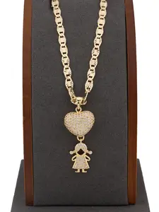 Pendant with one Girl figures in gold plating, includes an 18-inch or 24-inch chain. Gifts for Mom. Valentine's Day. necklace